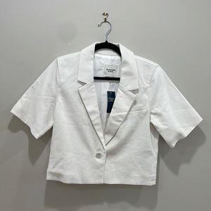 Abercrombie Linen Blend Short Sleeve Cropped Blazer
